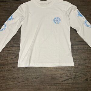 CHROME HEARTS- White/Sky Blue Long Sleeve T-Shirt